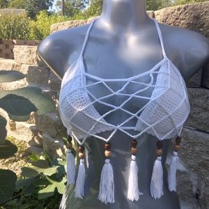 Boho fringe Triangle Bikini Top